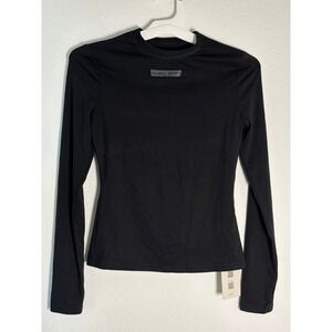 Musera Sport Womens Long Sleeve Performance Top Black Rubber Logo Size S NEW